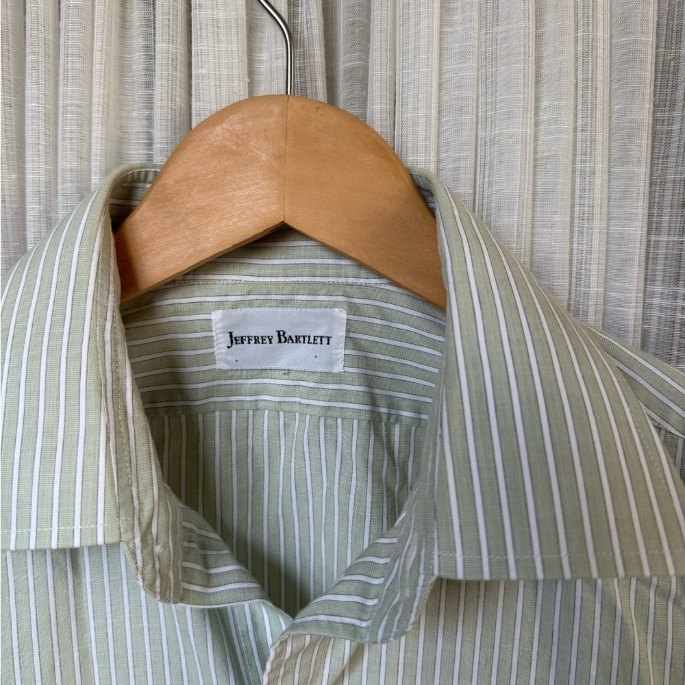 Jeffrey Bartlett Green Striped Men's Shirt